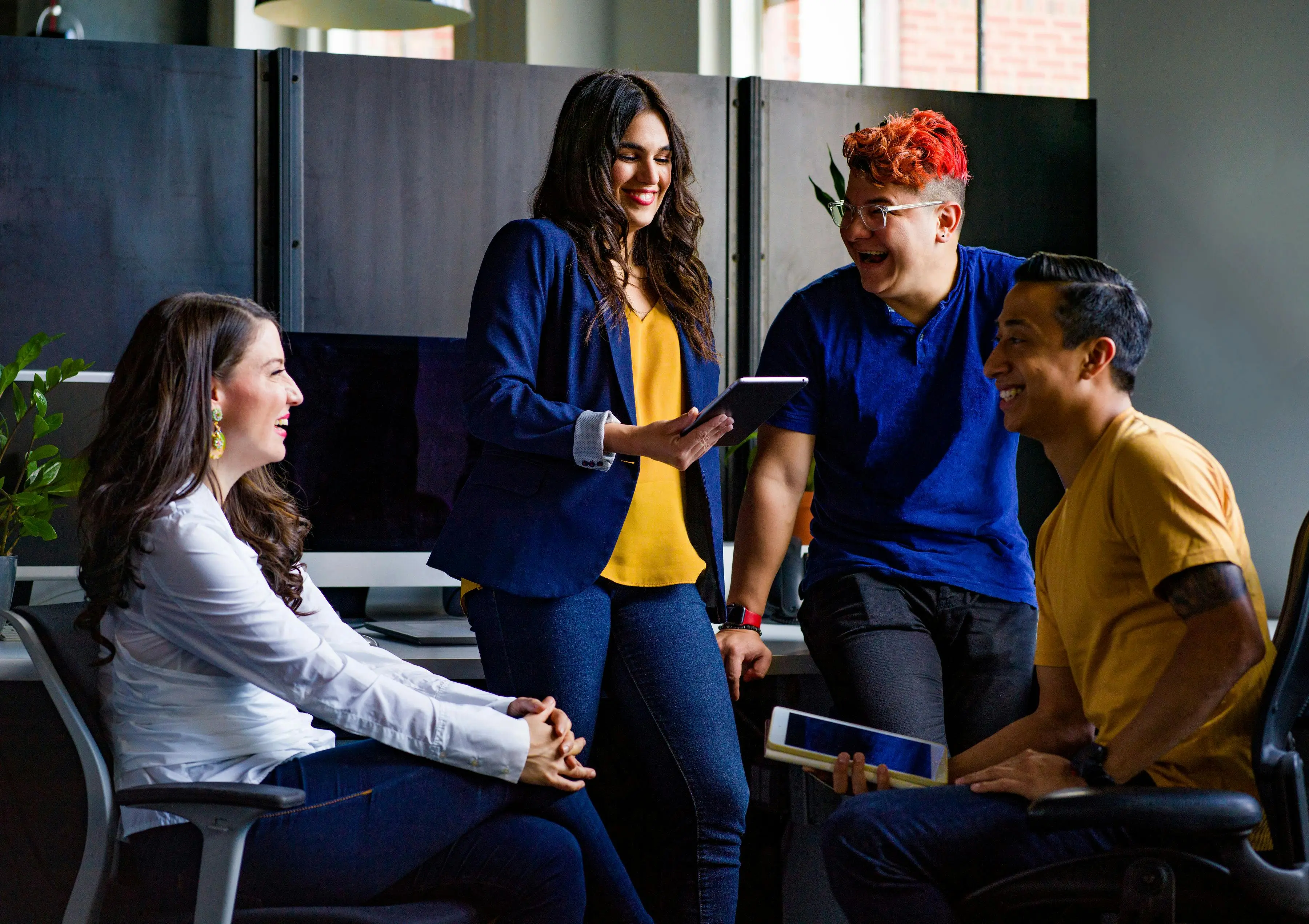 Professionals working in a modern coworking space